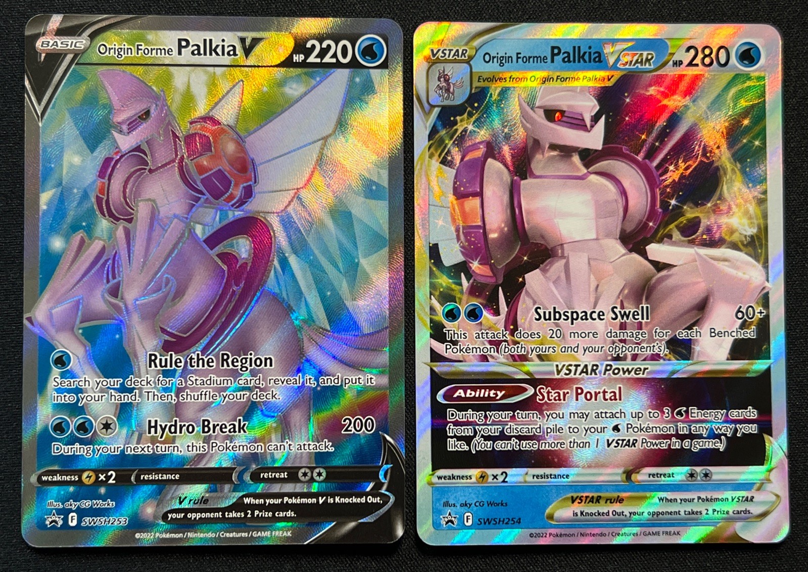 Pokémon Origin Forme Palkia V & VStar Black Star Promos SWSH254 & V SWSH253 NM