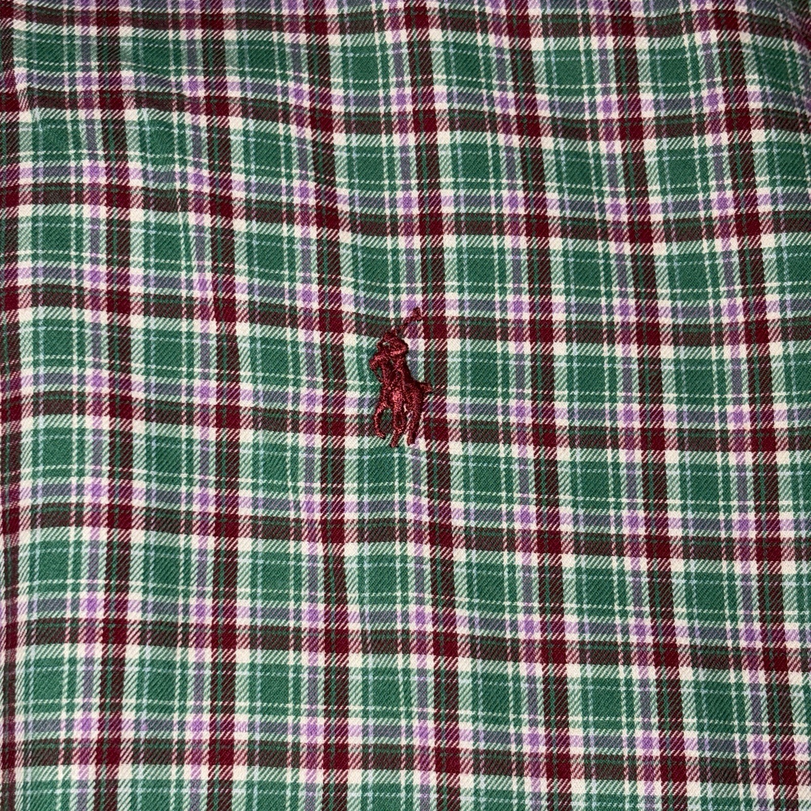 Polo Ralph Lauren Classic Fit L Green Plaid Oxford Button Down LS Vintage Shirt thumbnail 7