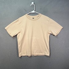 Uniqlo U Women Size Medium Beige Crewneck T-Shirt Cotton Short Sleeve