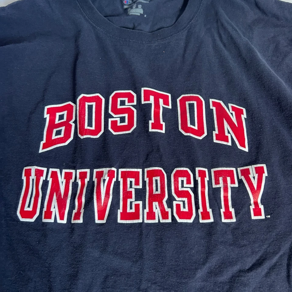 Champion Boston University white 2 black Men's Cotton T-shirts with Long Sleeves - Image 4 of 4