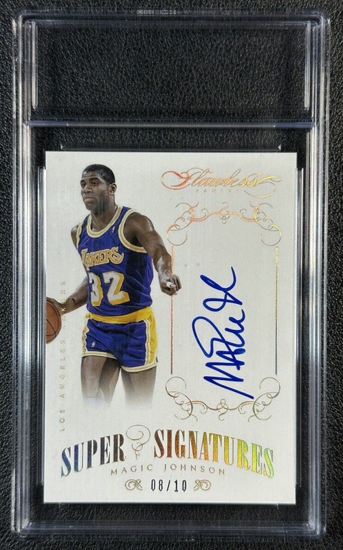 MAGIC JOHNSON 2013-14 PANINI FLAWLESS #SS-MJ SUPER SIGNATURES AUTO GOLD 8/10