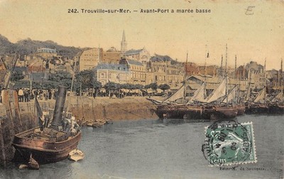 Old postcard 14 FOUVILLE SUR MER / FRONT PORT AND LOW TIDE / POSTCARD CANVAS