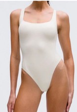 Lululemon Wundermost Square-Neck Bodysuit Nulu Thong Beige Cream XS NWT B18