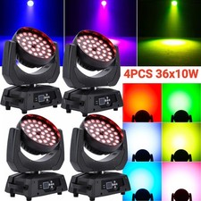4PCS 360W RGBW LED Zoom Wash Moving Head Light 36X10W DMX DJ Beam Stage Lighting