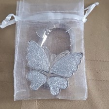 Glitter Butterfly Purse Charm HangarSet of 4 Silver Pink Blue Purple Green