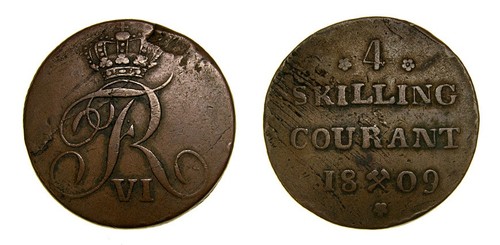 Norwegen 1809, 4 Skilling, KM-275.1, gut ss+ 5027 - Bild 1 von 1