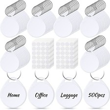 500 Pcs 1.25 Inch Writable Tough Plastic Key Tags Sturdy Round White Item