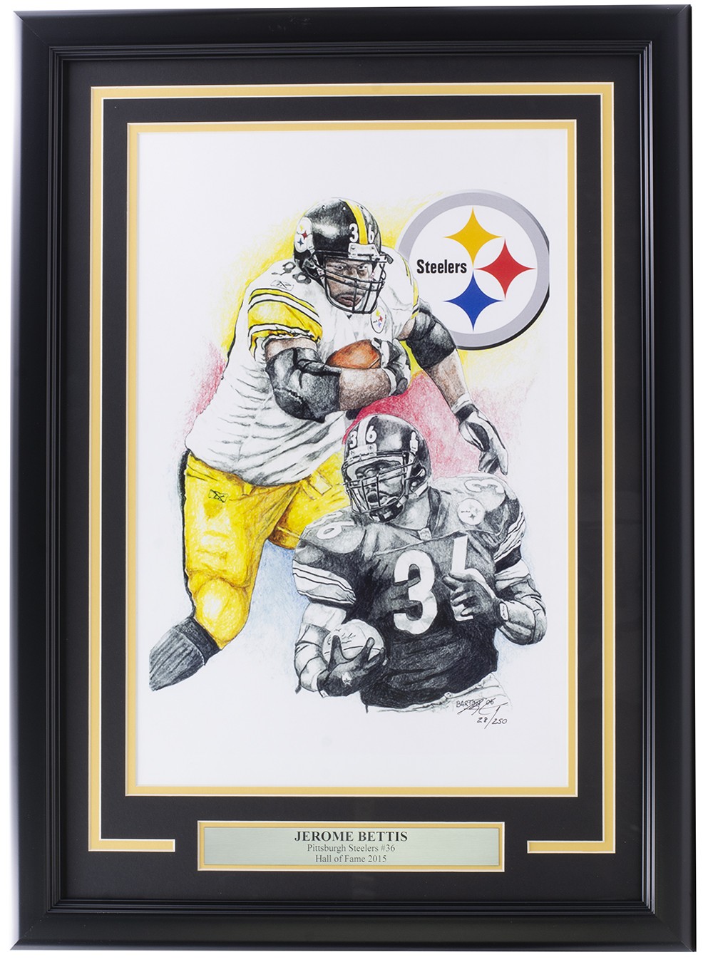 Brian Barton Autographed Signed Jerome Bettis Steelers Framed 13x19 Lithograph By Artist PA 