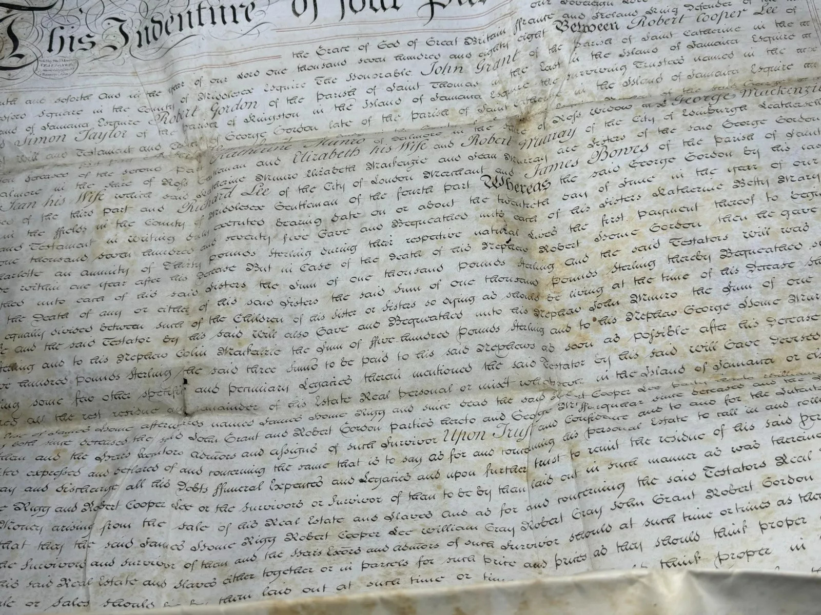 1788 Jamaica Large Plantation History Indenture Document Scotland Family