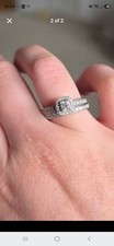 bridal ring set Platinum 1ct diamond size R