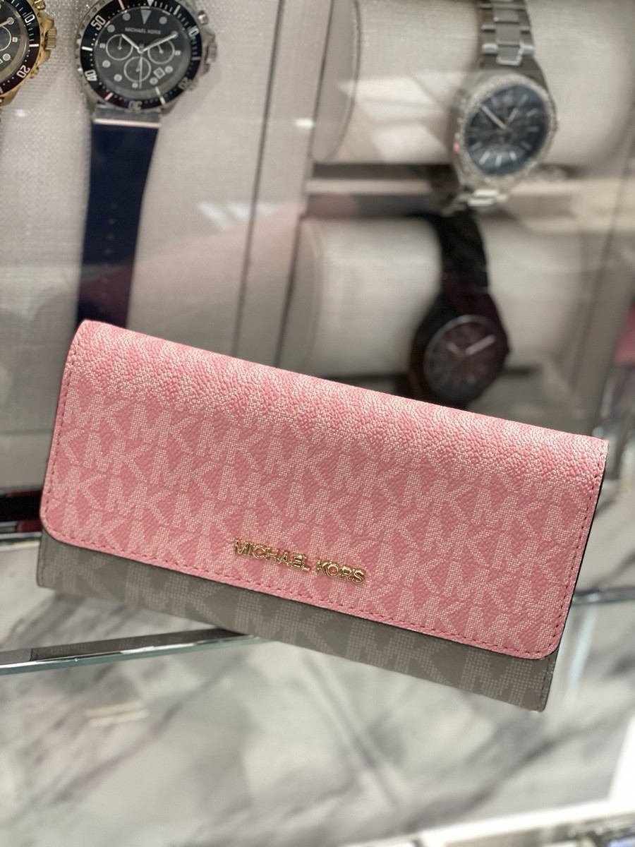 MICHAEL KORS OUTLET Jet Set Large Logo Trifold Wallet | eBay
