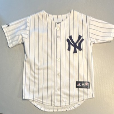 Majestic kids New York Yankees Pinstripe MLB Baseball Jersey Shirt Size S