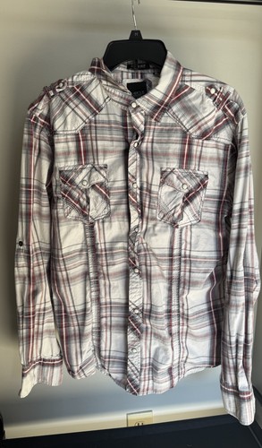 Various Artists Men's Slim Fit Plaid Cotton Long Sleeve Button-Up Shirt
