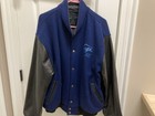 House of Blues Sunset Strip Leather Trim Bomber Jacket. XL. Nvy/Blk. Vtg. 90s — photo 1