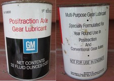 Vintage Metal Quart Gm Positraction Axle Gear Lube - Full - Free Shipping