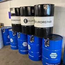 Oil barrel 45 gallon 200ltr Napa in blue and white - empty - good condition