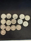 Silver dimes (10 Roosevelts and 5 Mercury)