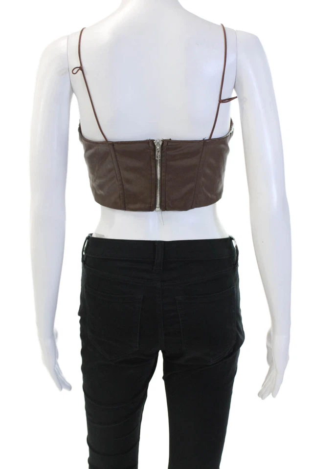 Corsé corto de cuero sintético para mujer White Fox marrón talla M Foto 3 de 4