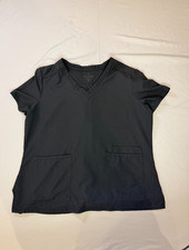 Med Couture Scrub Top Solid Navy Short Sleeve V Neck Women  s Size Large
