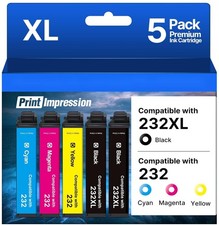Replacement for Epson 232XL Ink Cartridges Combo Pack 5 Pack