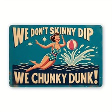 2D Flat Vintage Poolside Metal Wall Decor Retro Swimming Pool Metal Sign 12 8"