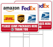 Delivery Signs for Packages, 2-Pack Please Place Packages in Box Delivery Sign f