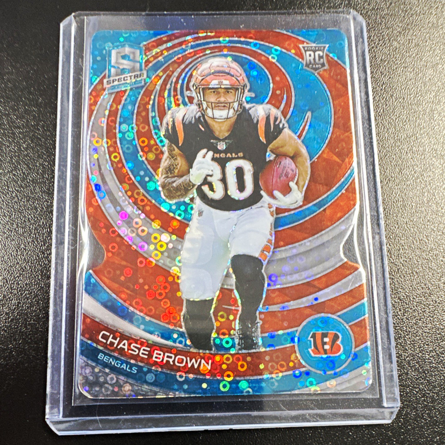 Panini 2023 Spectra Rookies Chase Brown Bengals RC Neon Blue Prizm Die-Cut /50