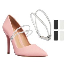 2 Pairs Rhinestone Elastic High Heels Shoe Straps, White Pearl