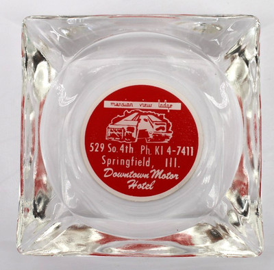Vintage Marketing Ashtray Mansion View Lodge Springfield Illinois IL