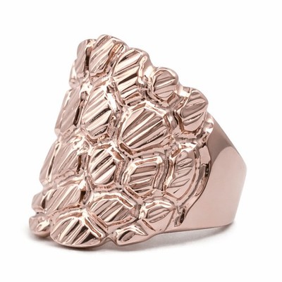 Massiver 14K Rotgold extra großer Diamantschliff Herren Nugget Ring, Größe 5 - 15 XXL