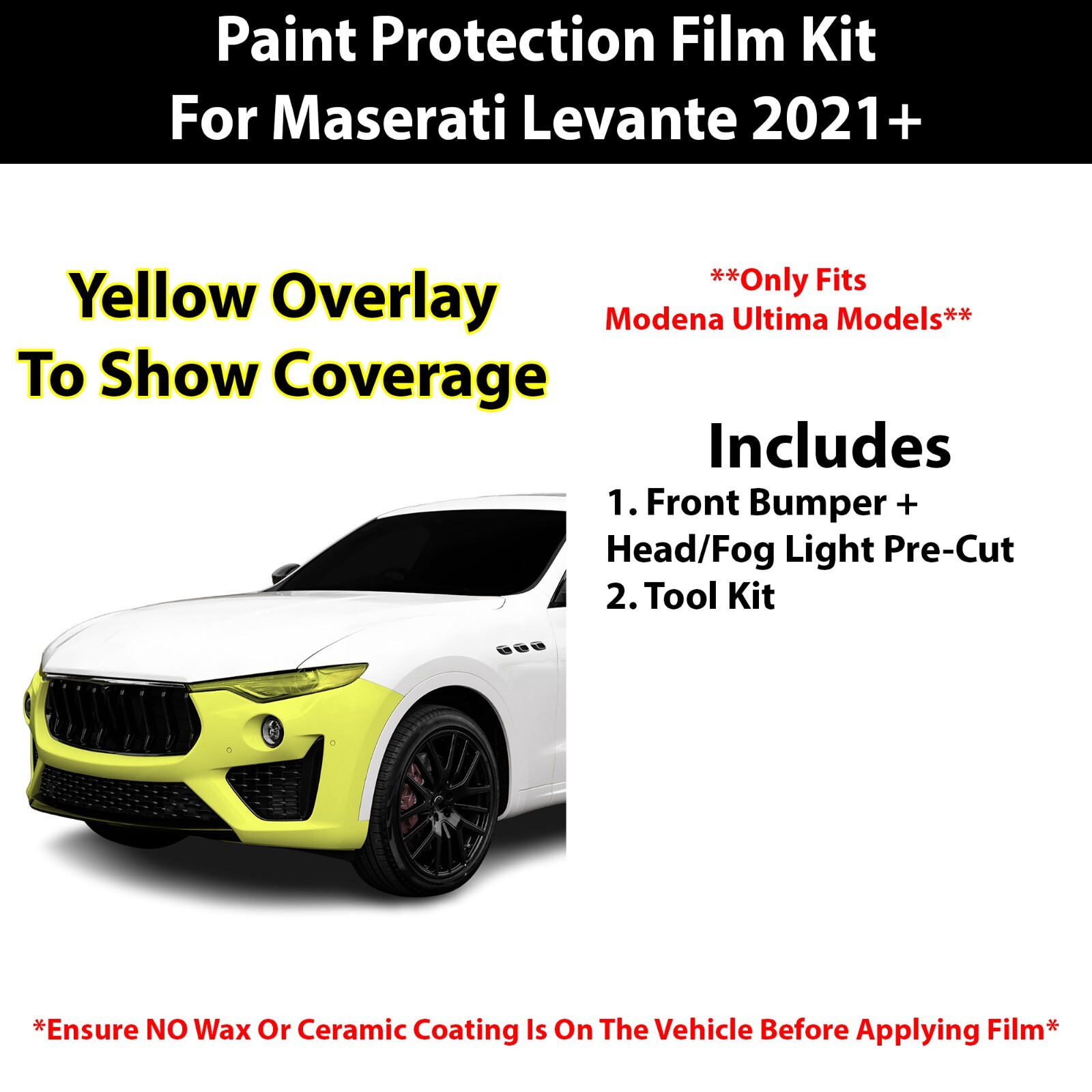 Pre Cut Paint Protection Film Clear Bra PPF Kit for Maserati Levante Modena 21+