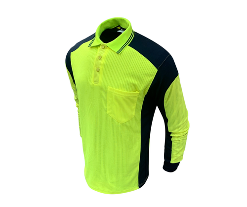 Men Polo Shirts Long Sleeves Hi Vis Work Shirt Cargo Workwear Golf T-Shirt - Picture 7 of 43