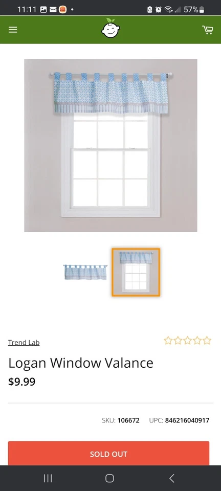 Trend Lab Cenefa Ventana Logan 56x15" NUEVO Foto 3 de 3