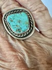 Vintage Navajo Turquoise Sterling Silver Ring Size 6.5 7.9 Grams — photo 1