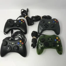 Lot Of 4 Xbox Controller Wired No Breakaway Green S Black Neo Se Genuine OEM