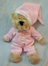 FAO SCHWARZ Toys R Us TEDDY BEAR IN PINK PAJAMAS 9" Plush STUFFED ANIMAL Toy