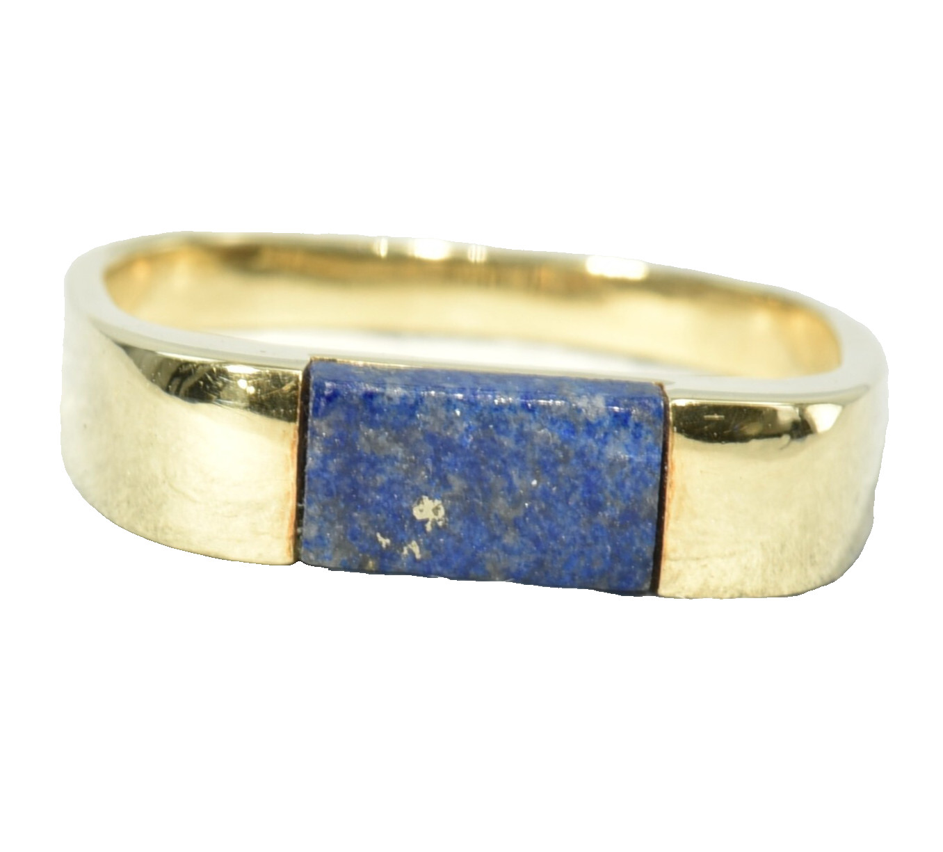 14k Solid Gold  Rectangle Natural Lapis Lazuli  R… - image 4
