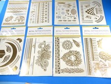 6 sheets Temporary tattoos Gold Silver Indian hanna style Body Jewelry Makeup