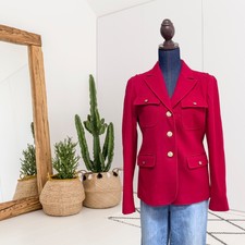 Fossil Women’s M Military Style Jacket Button Front Wool Blend Coat Red