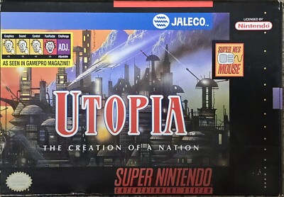 Utopia: The Creation of a Nation (SNES, 1993) Authentic & Complete Registration!