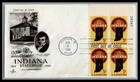 US FDC # 1308 5c Indiana plate block Artmaster 28347 UR 1966, 9L599