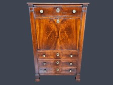 SECRETAIRE IMPERO IN NOCE E RADICA ORIGINALE EPOCA XIX SECOLO RESTAURATO