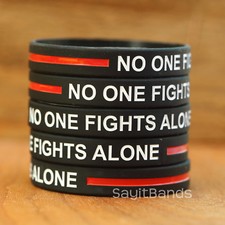 5 No One Fights Alone Thin RED Line Silicone ...