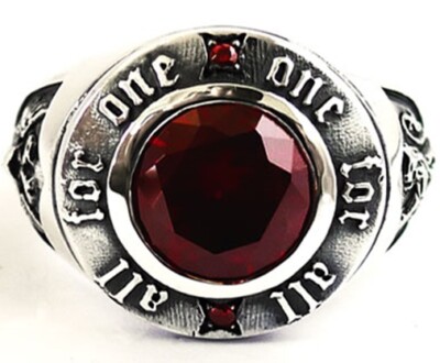 RED DOUBLE-HEADED EAGLE RAMPANT LION STERLING 925 SILVER RING