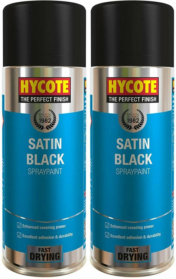 2 x Hycote Satin Black Spray Paint Aerosol Car Multi-Purpose Preparation 400ML