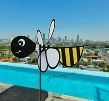 BABY BEE BUMBLEBEE WIND SPINNER WHIRLIGIG  YARD GARDEN PATIO DECOR ITB2801