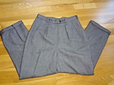VTG Women's Giorgio Sant' Angelo Wool Pleated Front Gray Plaid Pants in size 12