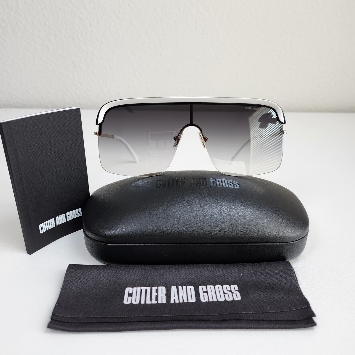 CUTLER AND GROSS UNISEX SUNGLASSES CG1328S 002 WHITE FRAME SHIELD STYLE