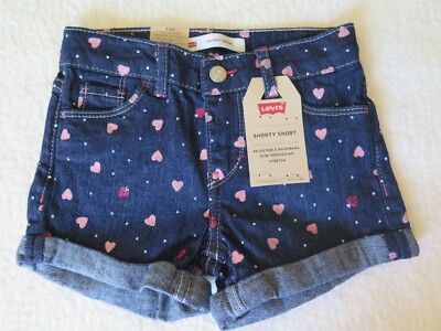 Levi's Little Girls' Denim Summer Love Shorty Shorts - Size 5REG NWT MSRP:$36.00