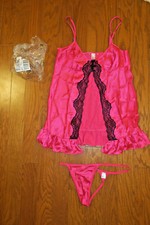 M VINTAGE VICTORIA'S SECRET SATIN V G-STRING GORGEOUS LACE SLIP SUIT BRA NEW
